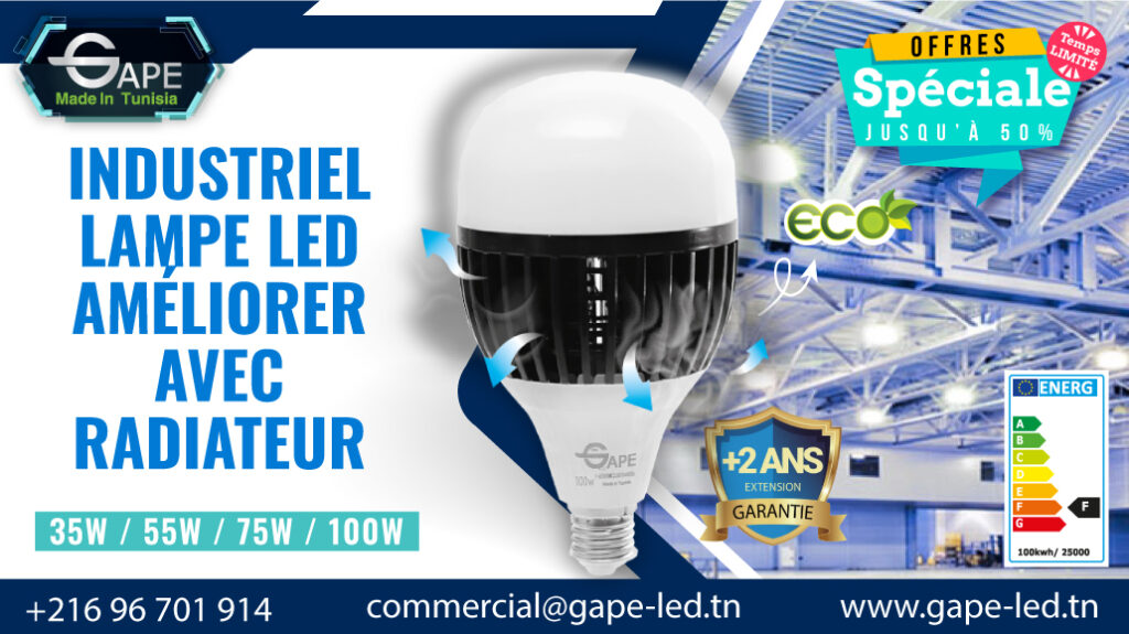 Bannière promotionnelle GAPE pour lampe LED industrielle avec radiateur