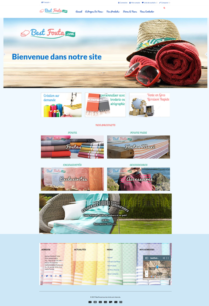 Bannière web pour la marque Best Fouta, accessoires de plage