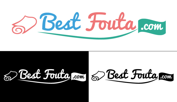 Déclinaisons du logo Best Fouta sur fond blanc et noir