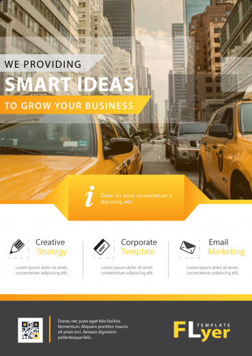 Modèle de flyer business Smart Ideas avec photo urbaine de nuit