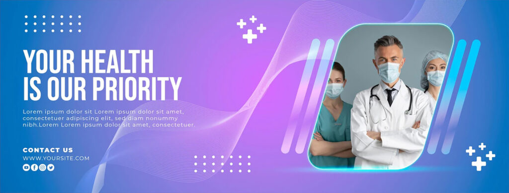 Cover Facebook dégradé violet sur le thème de la santé