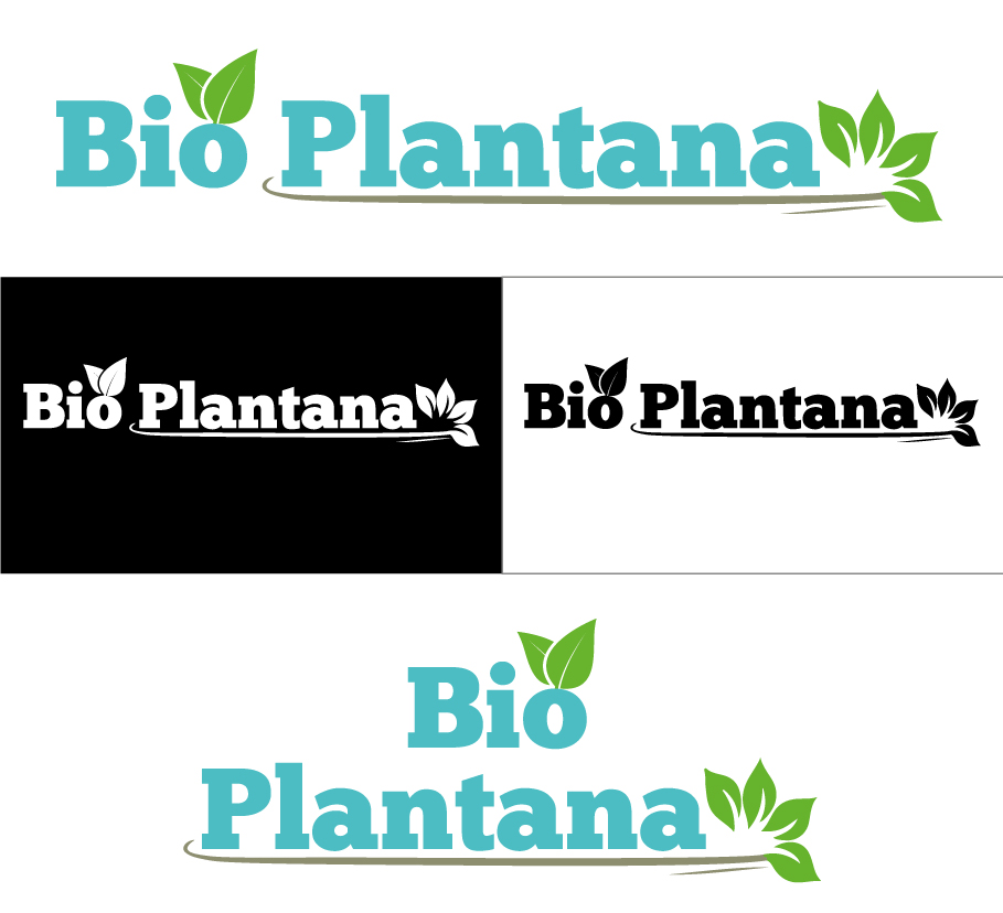 Déclinaisons du logo Bio Plantana sur fond clair et foncé