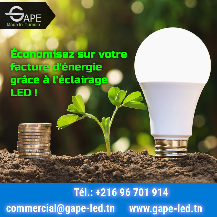 Visuel réseaux sociaux GAPE sur les économies d'énergie grâce à l'éclairage LED