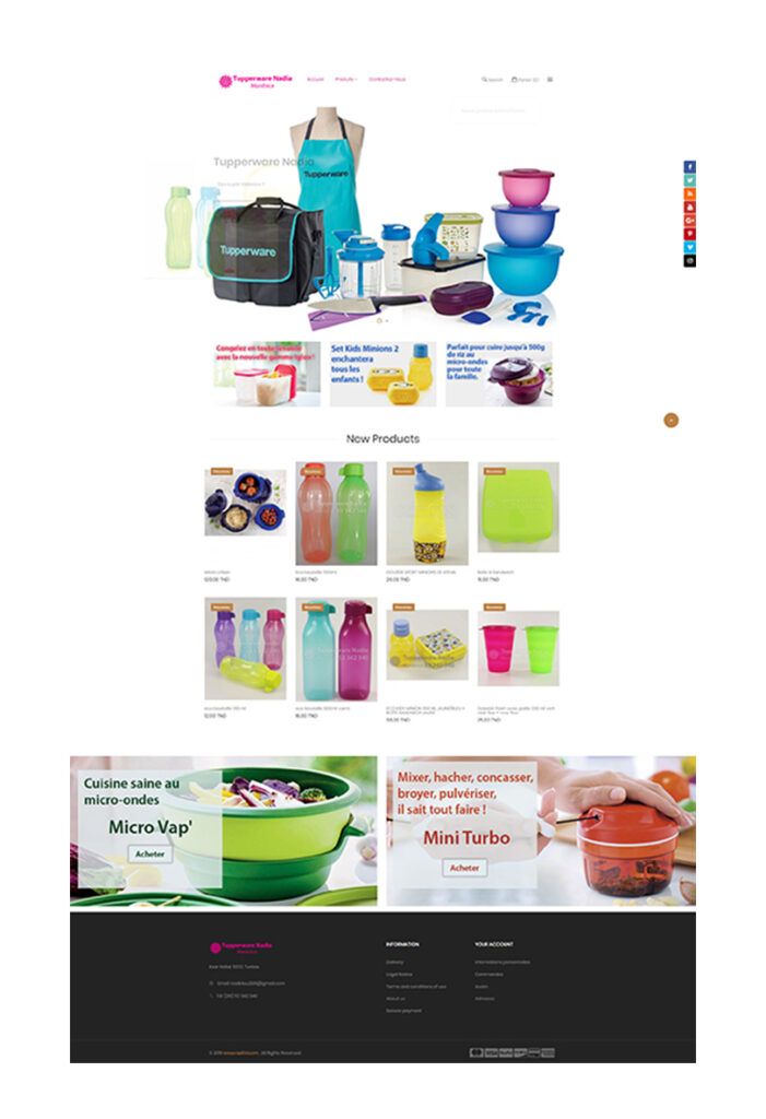 Aperçu d'une page produit e-commerce Tupperware