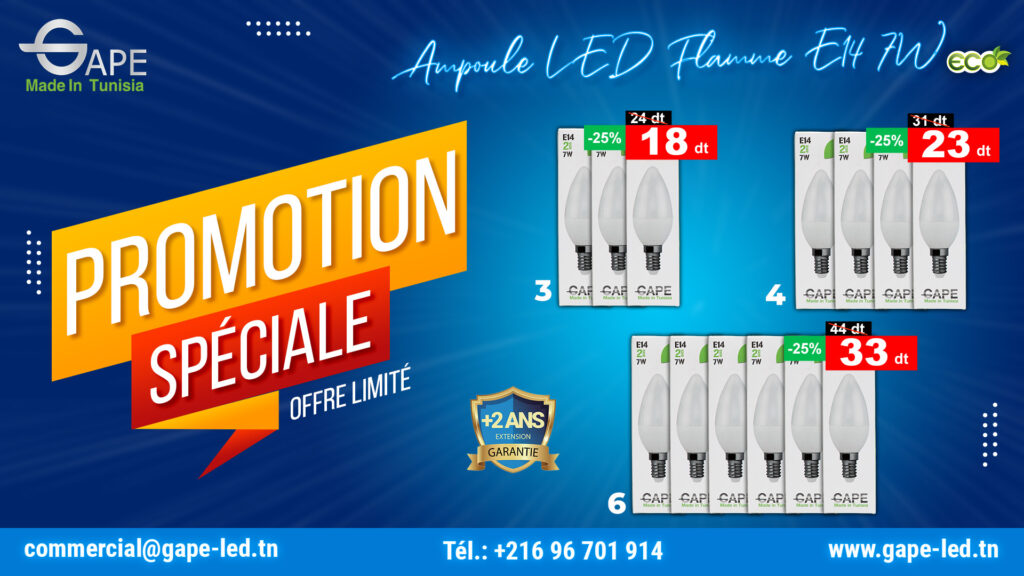 Bannière promotionnelle GAPE pour ampoules LED en offre spéciale