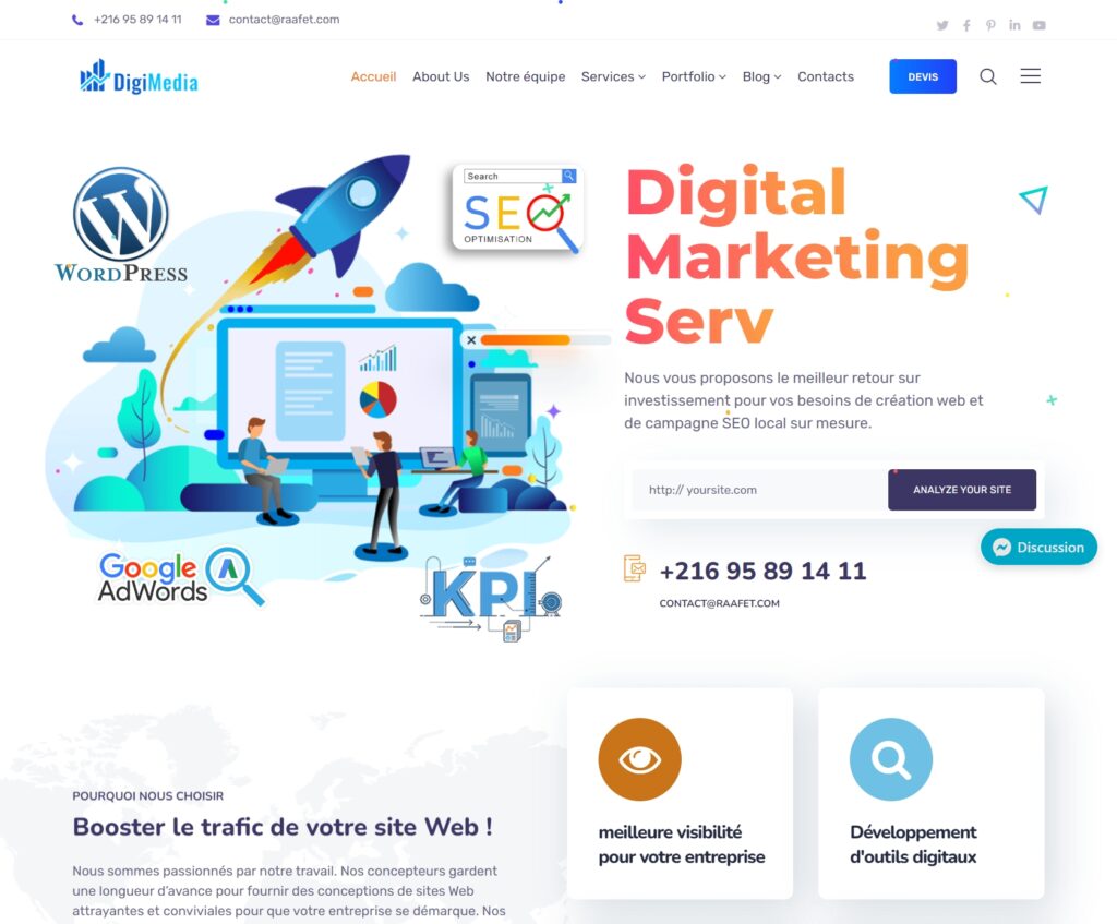 Aperçu d'un site web vitrine de services digital marketing et SEO