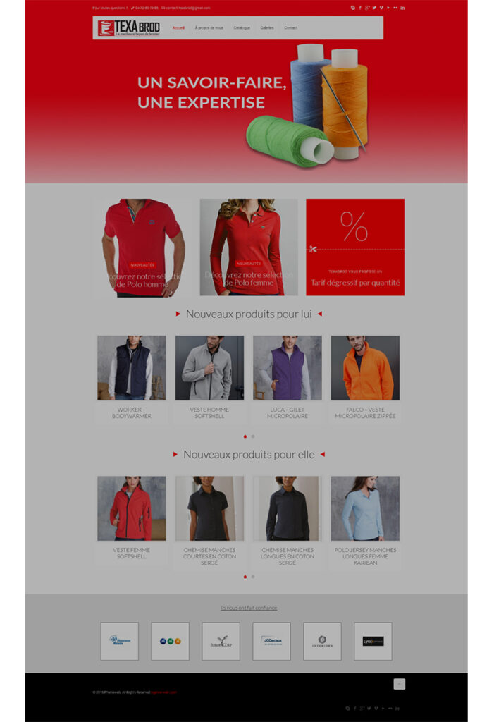 Aperçu du site web Texabrod, savoir-faire textile et broderie